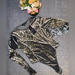 Dark grey crushed velvet bodysuit